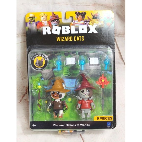 Wizard Cats 9-Piece Interchangeable Figurines Roblox Set with Exclusive Virtual - Picture 1 of 12